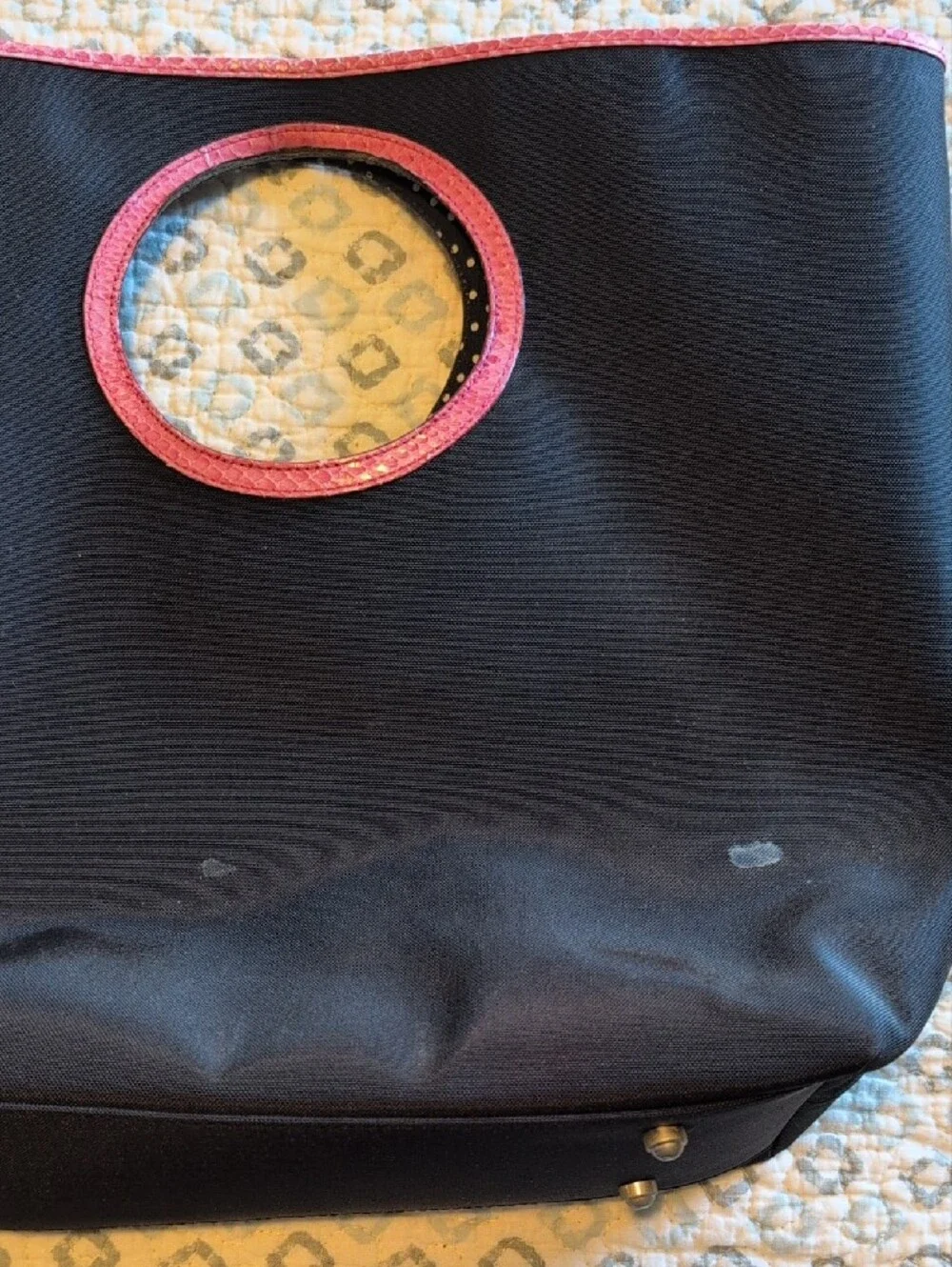 Kate Spade Black Tote Bag with Pink Trim